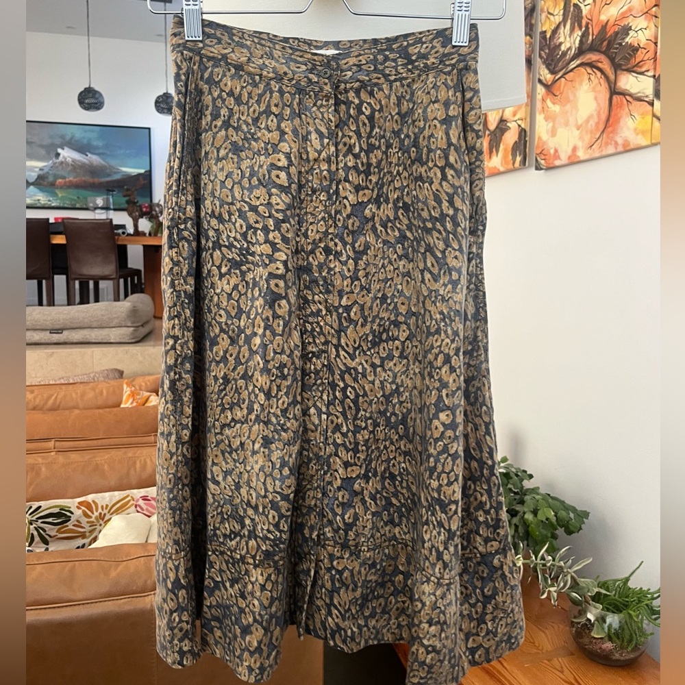 Aritzia Animal Print Midi Skirt - Black and Tan